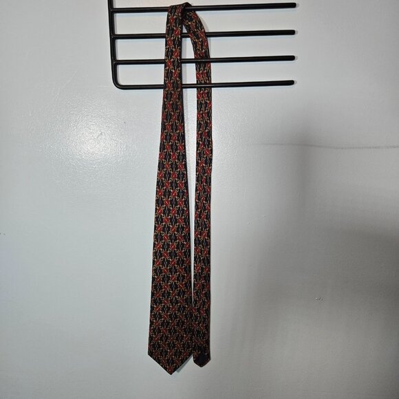 Brooks Brothers Makers Mens Silk Tie Necktie Maroon Blue geometric design - Picture 5 of 6